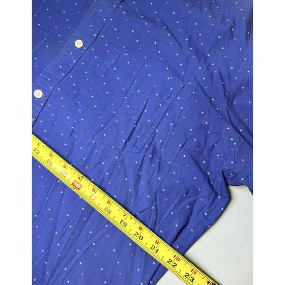 Old Navy Men's Button-Down Long Sleeve Shirt Blue with Dot- - Picture 4 of 4